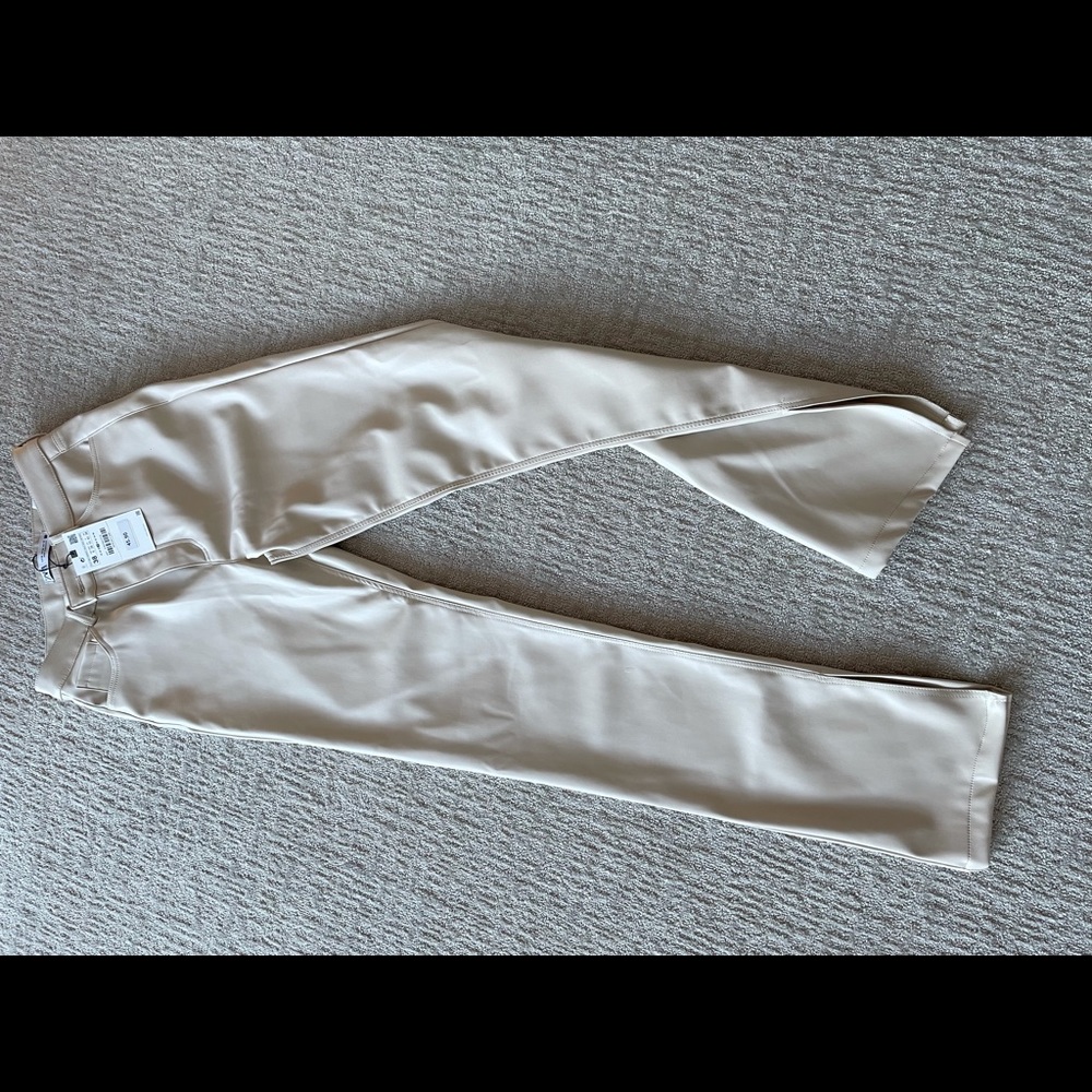 Zara faux leather pants. Cream. New.